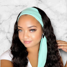 Load image into Gallery viewer, NEW! Seafoam Green Headband and Mask Set
