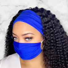Load image into Gallery viewer, Royal Blue Headband and Mask Set
