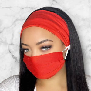 Poppy Red Headband and Mask Set