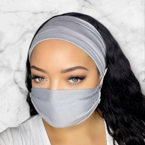 Grey Headband and Mask Set