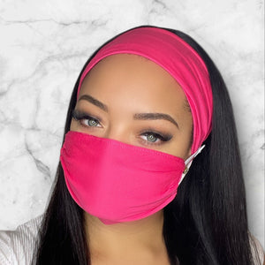 Hot Pink Headband and Mask Set