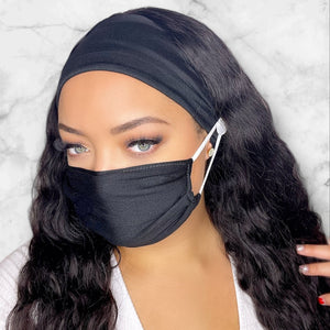 Black Headband and Mask Set
