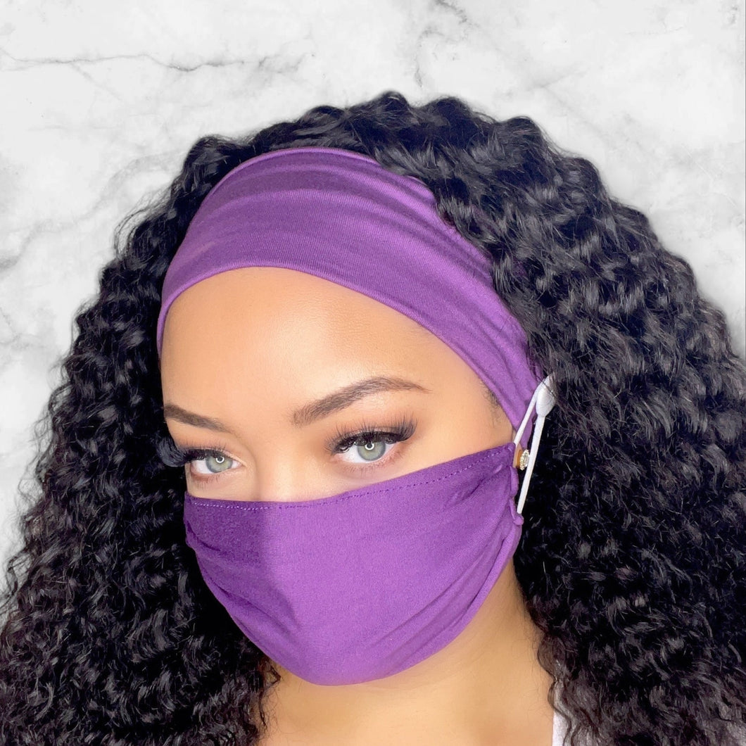 Purple Headband and Mask Set