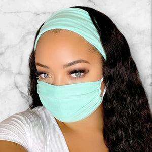 NEW! Seafoam Green Headband and Mask Set