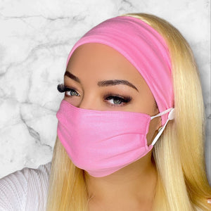 Pink Headband and Mask Set