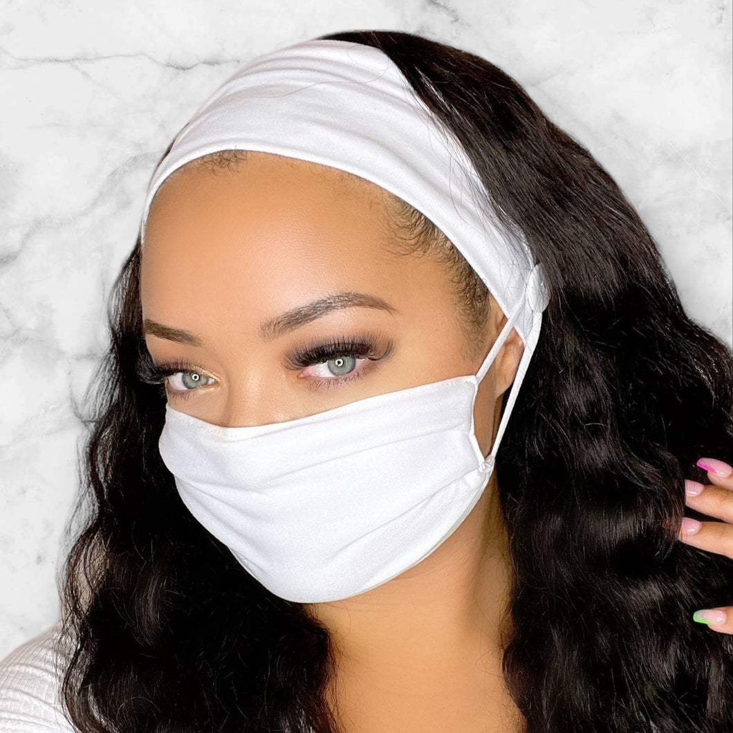 NEW! White Headband and Mask Set