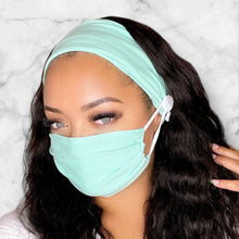 Load image into Gallery viewer, NEW! Seafoam Green Headband and Mask Set
