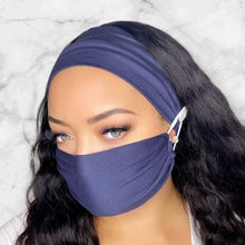 Load image into Gallery viewer, Navy Headband and Mask Set
