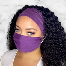 Load image into Gallery viewer, Purple Headband and Mask Set
