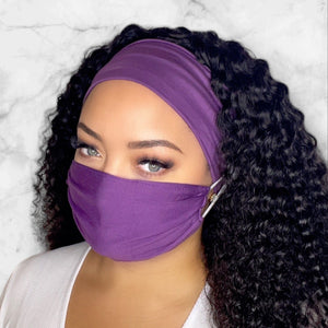 Purple Headband and Mask Set