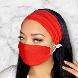 Poppy Red Headband and Mask Set