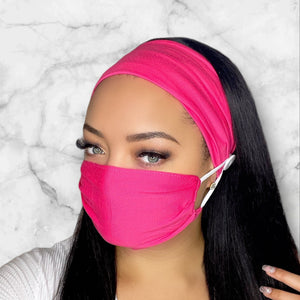 Hot Pink Headband and Mask Set