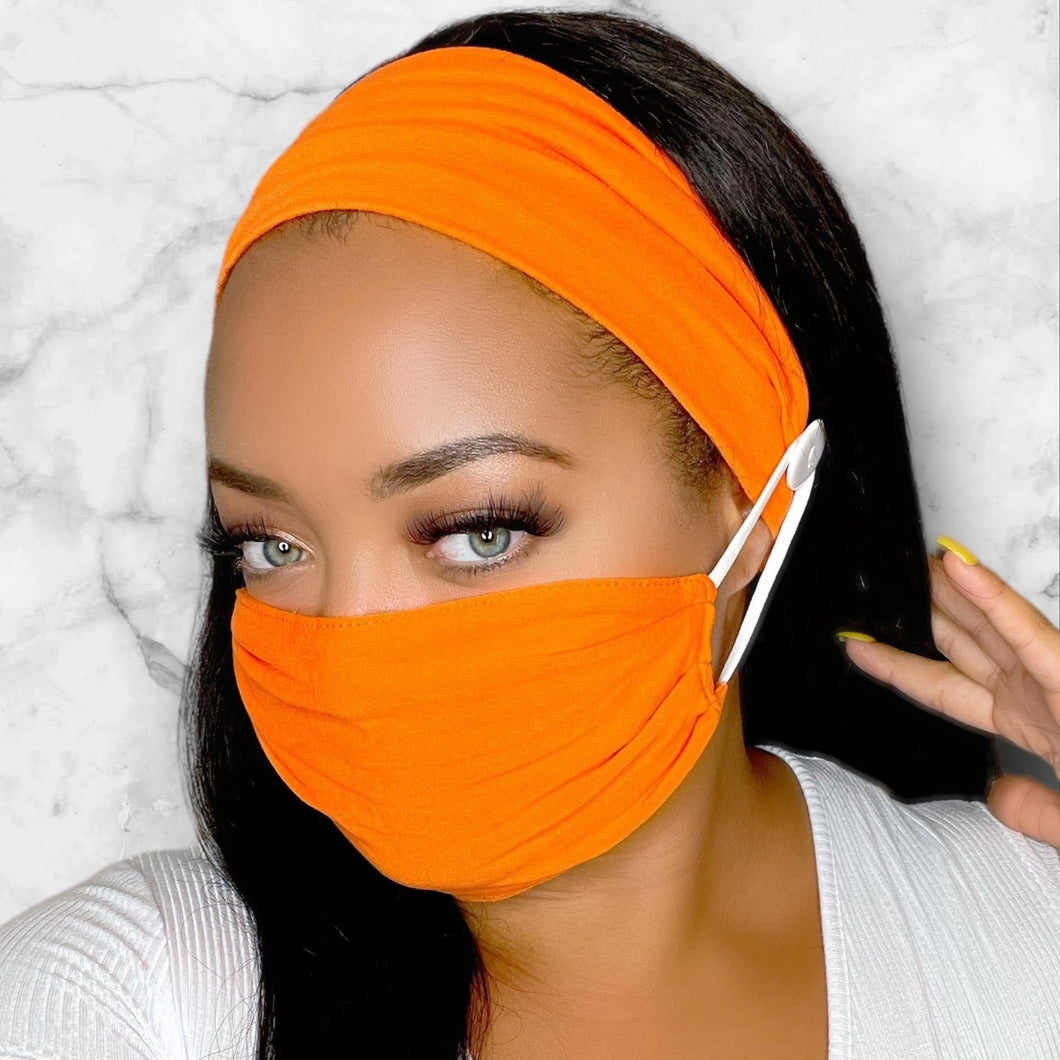 NEW! Orange Headband and Mask Set