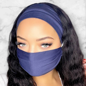 Navy Headband and Mask Set