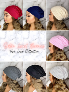 Navy Blue Satin Lined Beanie