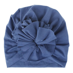Children's Denim Blue Flower Turban