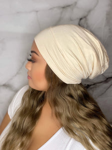 Cream Satin Lined Beanie