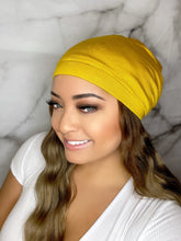 Load image into Gallery viewer, Mustard Yellow Satin Lined Beanie
