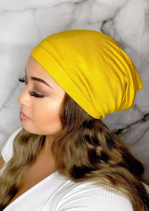 Mustard Yellow Satin Lined Beanie