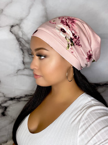 Beanie Bonnets - Blush Rose Satin Lined Beanie