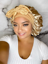 Load image into Gallery viewer, Bow Tie Bonnets - Gold Bow Tie Bonnet
