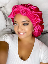 Load image into Gallery viewer, Bow Tie Bonnets - Hot Pink Bow Tie Bonnet
