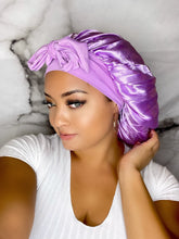 Load image into Gallery viewer, Bow Tie Bonnets - Purple Bow Tie Bonnet
