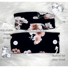 Load image into Gallery viewer, Headband And Mask Set - Black Petunia Headband And Mask Set
