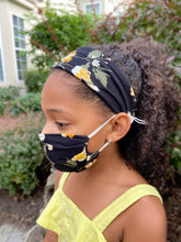 Load image into Gallery viewer, Headband And Mask Set - Children&#39;s Black Daffodil Headband And Mask Set
