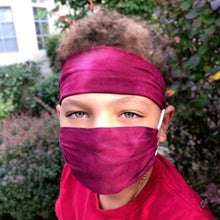 Load image into Gallery viewer, Headband And Mask Set - Children&#39;s Deep Red Tie-Dye Headband And Mask Set
