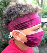 Load image into Gallery viewer, Headband And Mask Set - Children&#39;s Deep Red Tie-Dye Headband And Mask Set
