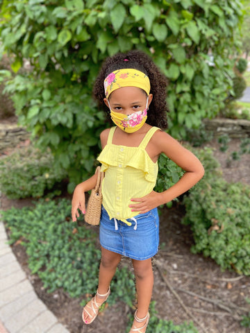 Headband And Mask Set - Children's Yellow Lily Headband And Mask Set
