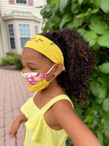 Headband And Mask Set - Children's Yellow Lily Headband And Mask Set