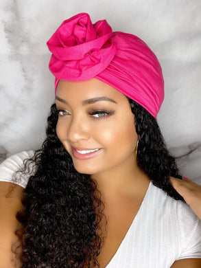 Turbans - Hot Pink Flower Turban