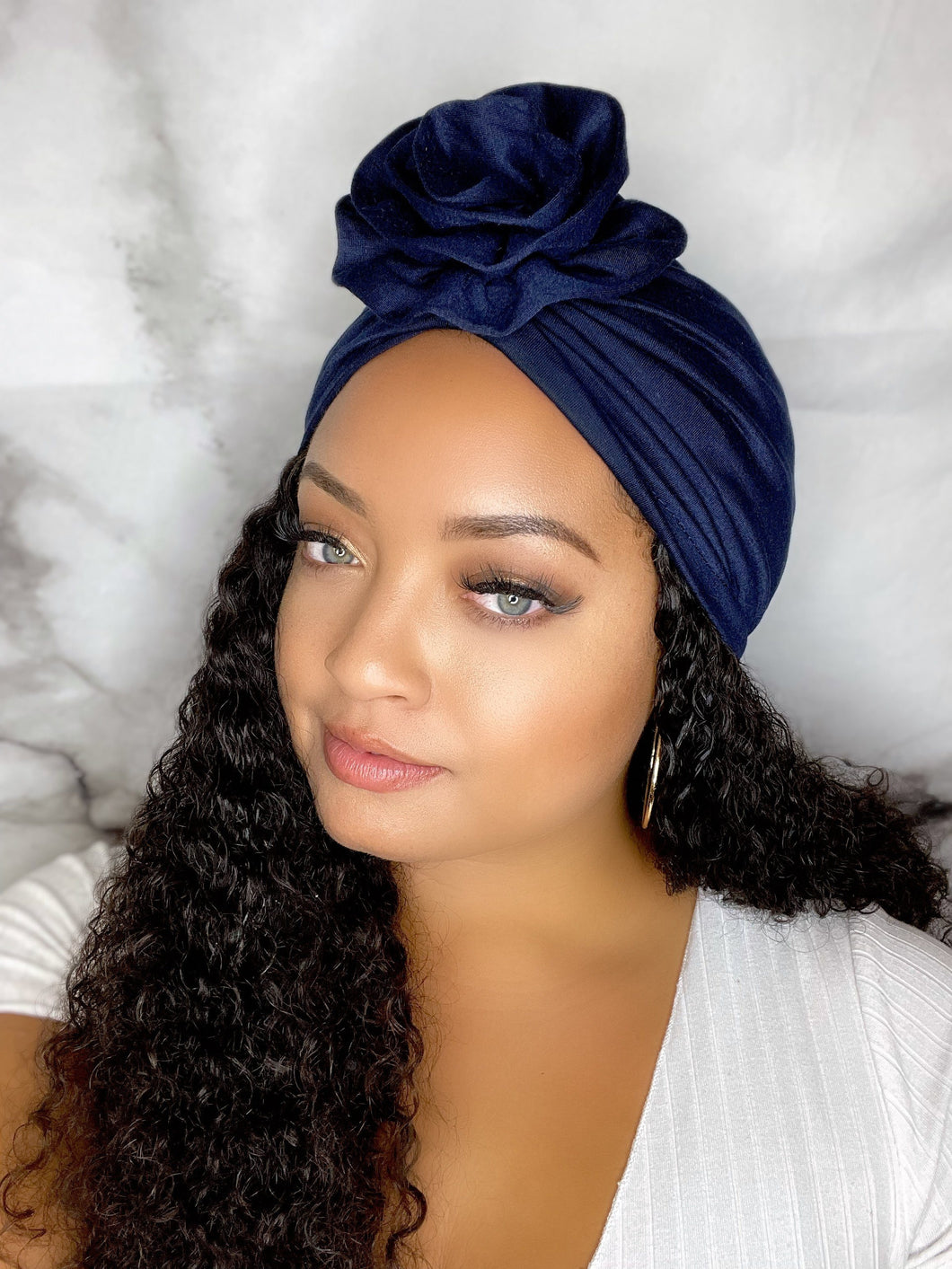 Turbans - Navy Flower Turban