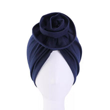 Load image into Gallery viewer, Turbans - Navy Flower Turban
